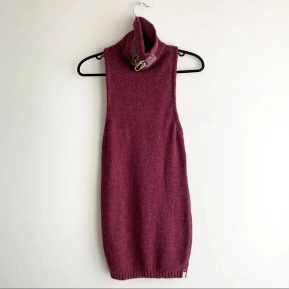 Revolve One Teaspoon Paris Roll Neck Knit Sweater Dress Turtleneck burgundy XXS - Picture 6 of 15